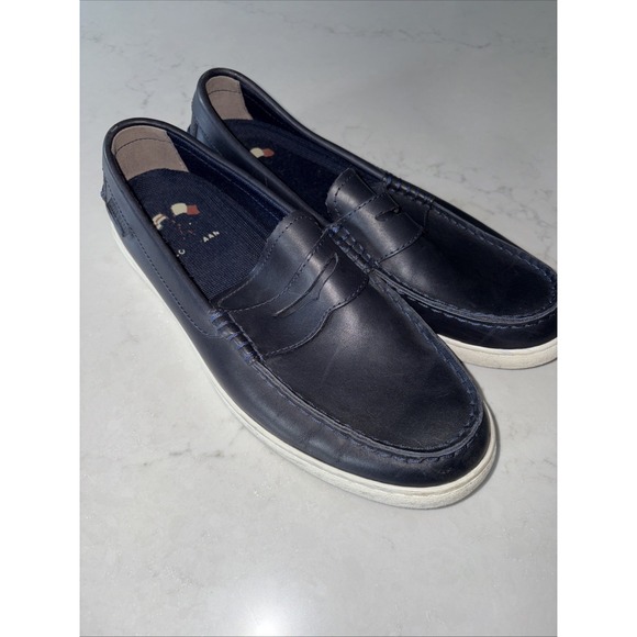 Cole Haan Grand Men's 10 M Slip On Nantucket Penny Loafer Navy Blue Leather - Picture 1 of 7